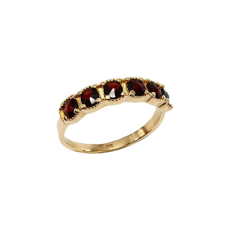 Bohemia Garnet Zlatý granátový prsten - 515I, (Au585) vel. 51
