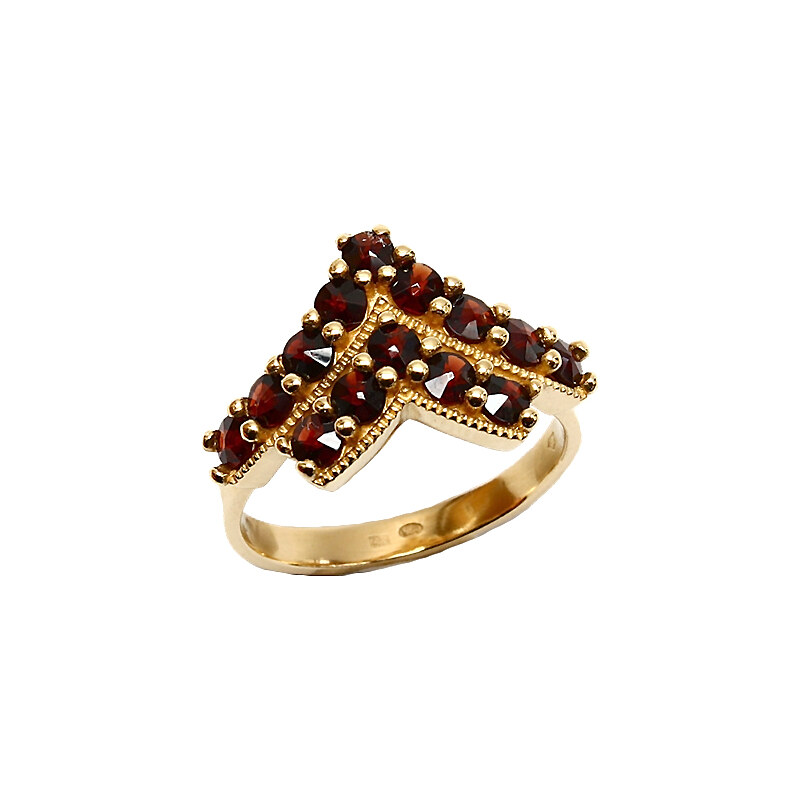 Bohemia Garnet Zlatý granátový prsten - 533I, (Au585) vel. 51