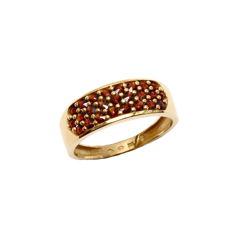Bohemia Garnet Zlatý granátový prsten - 267T, (Au750) vel. 52