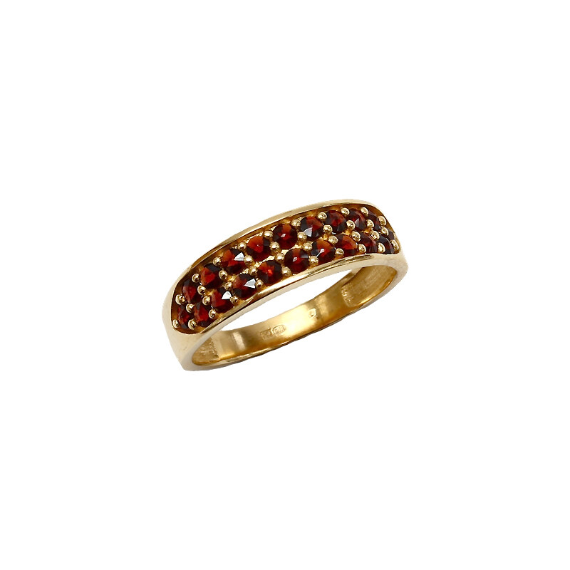 Bohemia Garnet Zlatý granátový prsten - 460T, (Au750) vel. 50