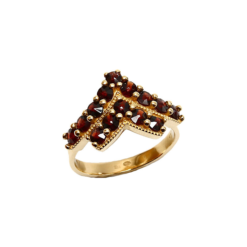 Bohemia Garnet Zlatý granátový prsten - 533I, (Au750) vel. 50