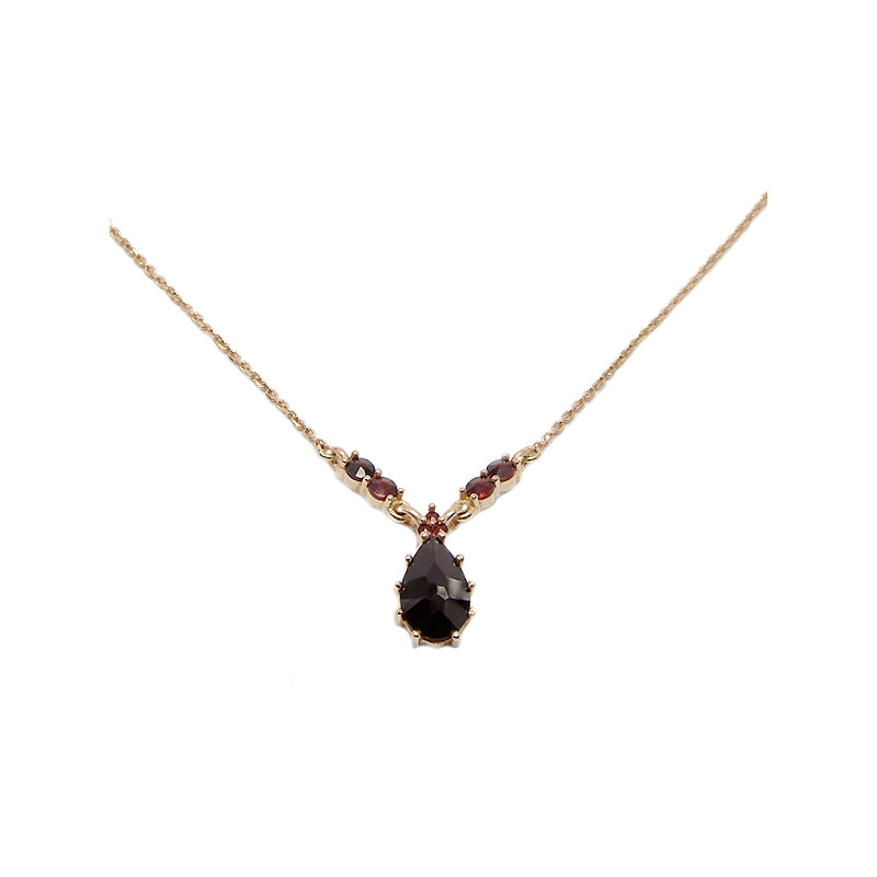 Bohemia Garnet Zlatý granátový náhrdelník - 026 (Au585)