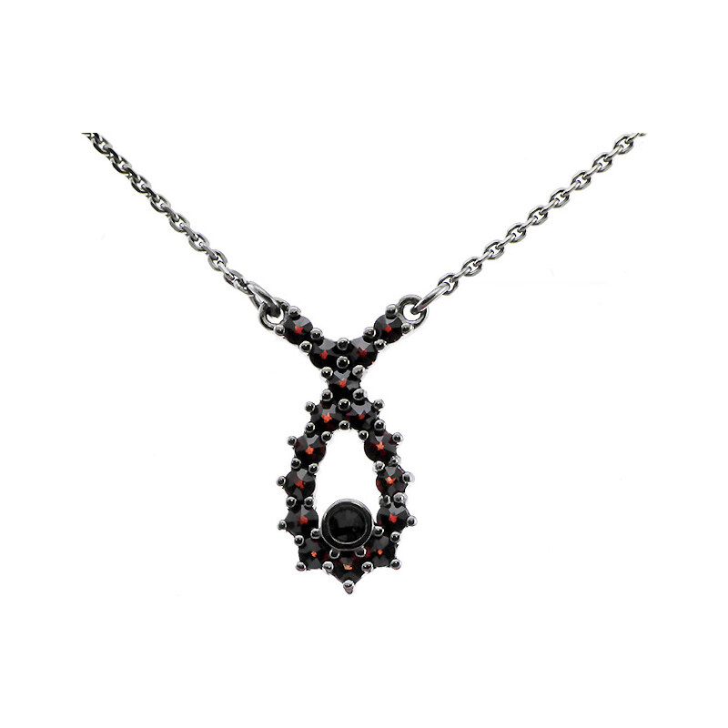 Bohemia Garnet Stříbrný granátový náhrdelník - 057 (rutheniovaný)