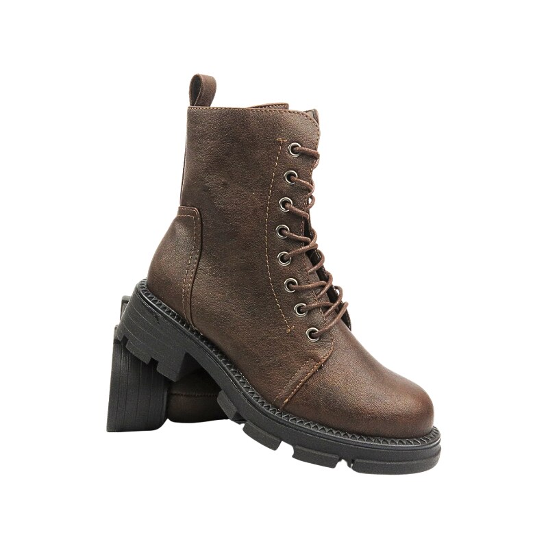 Dámské zateplené boty - Potocki 24-96303 Brown se zipem 109828122