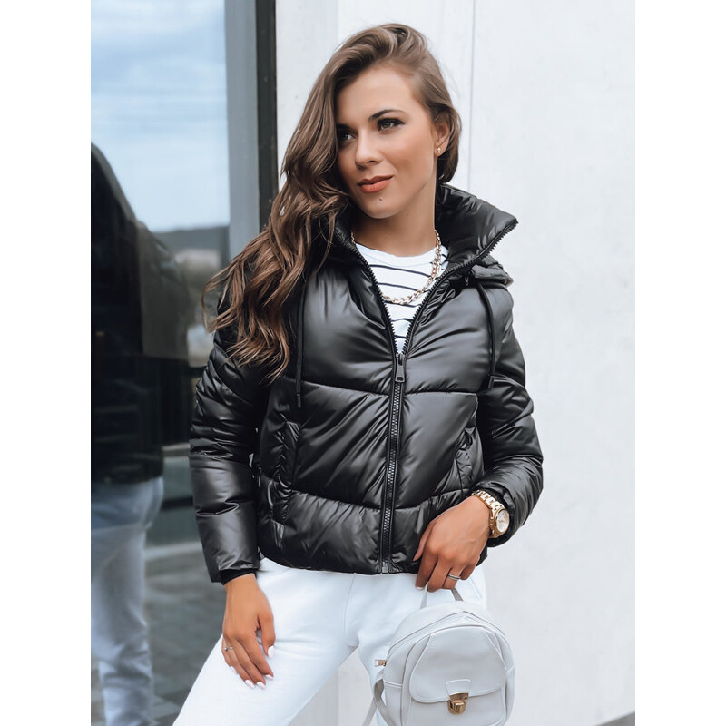 BASIC Černá lesklá prošívaná bunda LOLAROSE