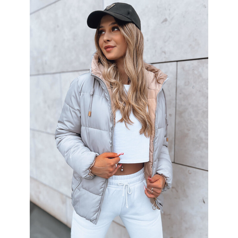 BASIC Šedo-růžová oboustranná bunda VICTORIA SNUG Šedá 85282638