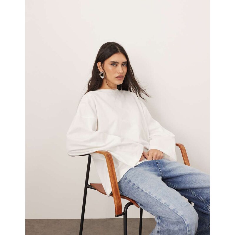 ARRANGE cotton oversized long sleeve t-shirt in white 115533577