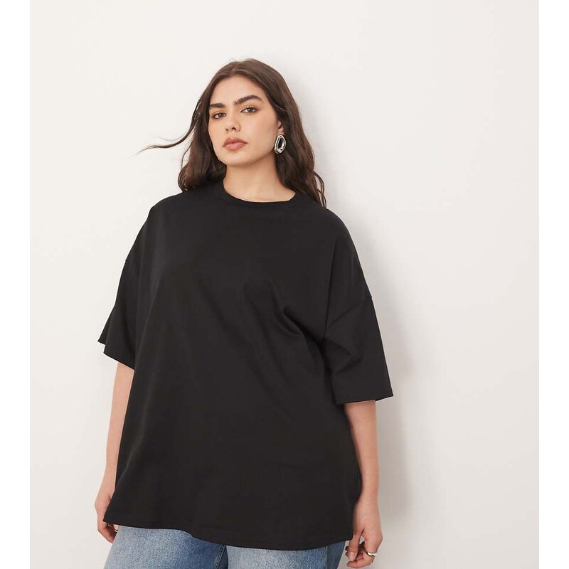 ARRANGE Curve oversized premium heavy weight t-shirt in black 115510053