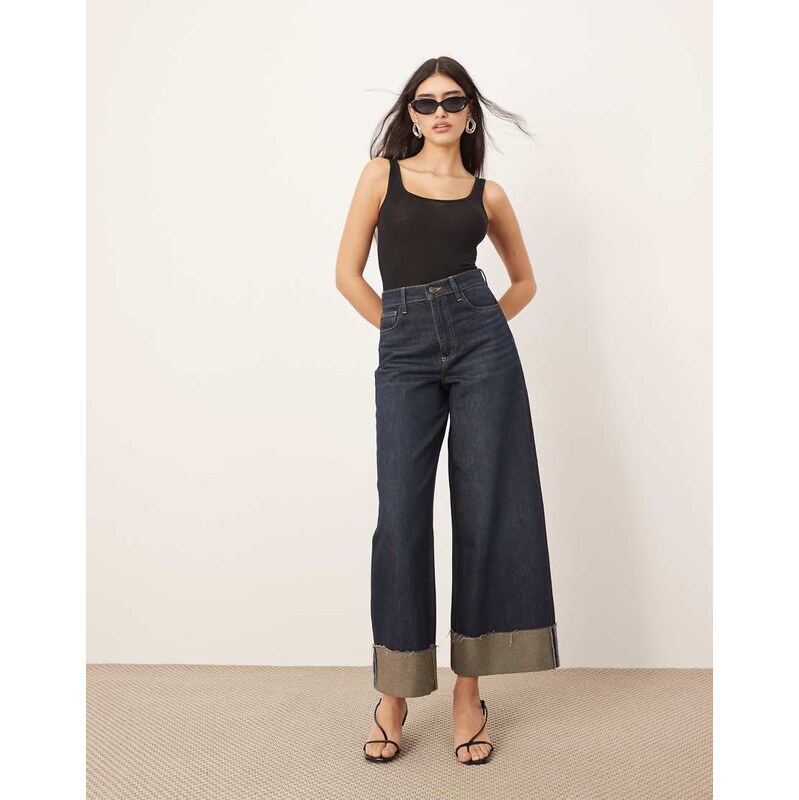 ARRANGE Parker denim high waist slouchy turn up jean in indigo-Blue 104620110
