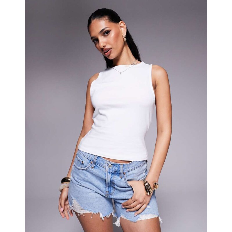 ASOS DESIGN ruched back halter top in white 104620161