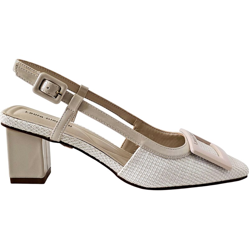 Dámské slingback lodičky Laura Biagiotti PB Raffia White
