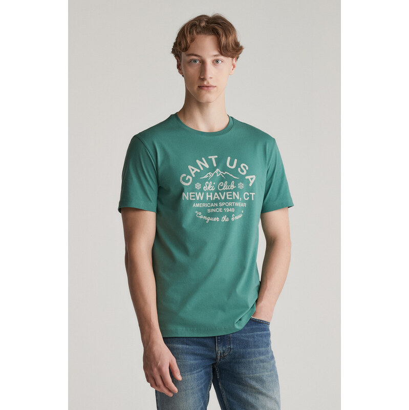 TRIČKO GANT SEASONAL GRAPHIC T-SHIRT WOODY GREEN