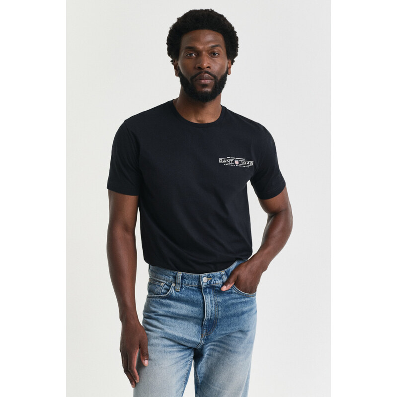TRIČKO GANT PRINTED GRAPHIC SS T-SHIRT BLACK