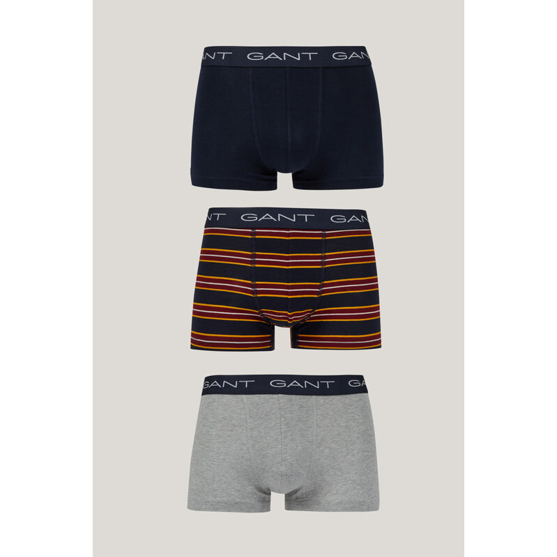 SPODNÍ PRÁDLO GANT RUGGER STRIPE TRUNK 3-PACK GB EVENING BLUE