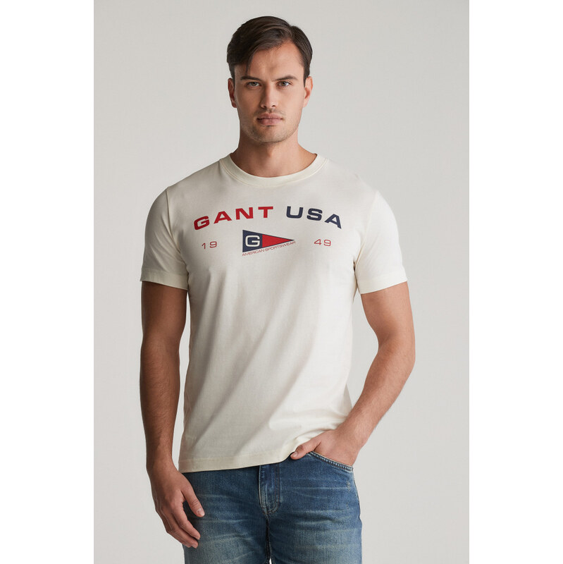 TRIČKO GANT GRAPHIC SS T-SHIRT CREAM