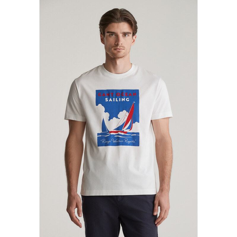 TRIČKO GANT GRAPHIC SS T-SHIRT EGGSHELL