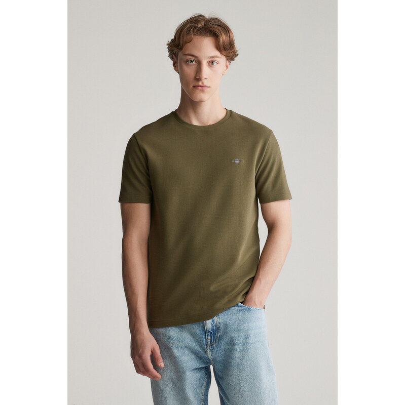 TRIČKO GANT TEXTURE SS TSHIRT JUNIPER GREEN