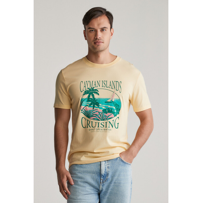 TRIČKO GANT PLACED GRAPHIC TSHIRT DUSTY LIGHT YELLOW