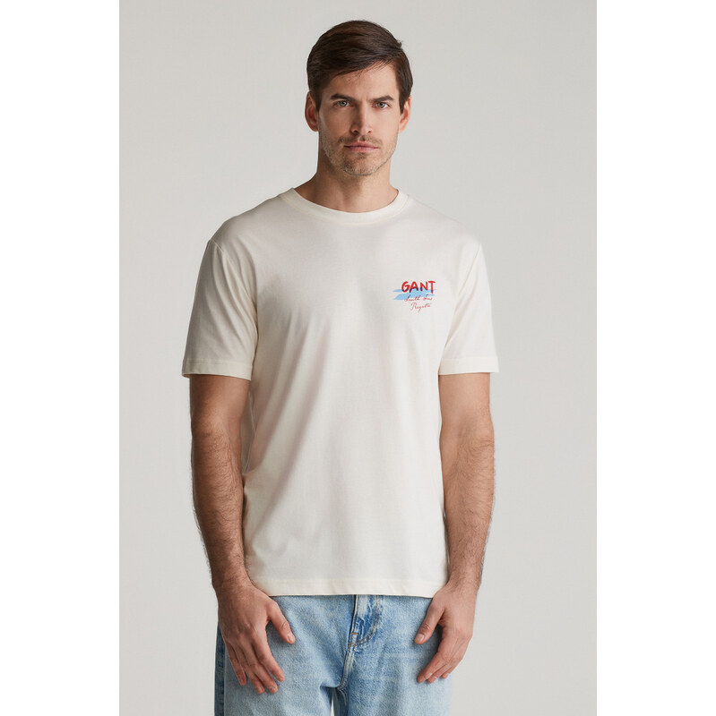 TRIČKO GANT PLACED GRAPHIC TSHIRT CREAM