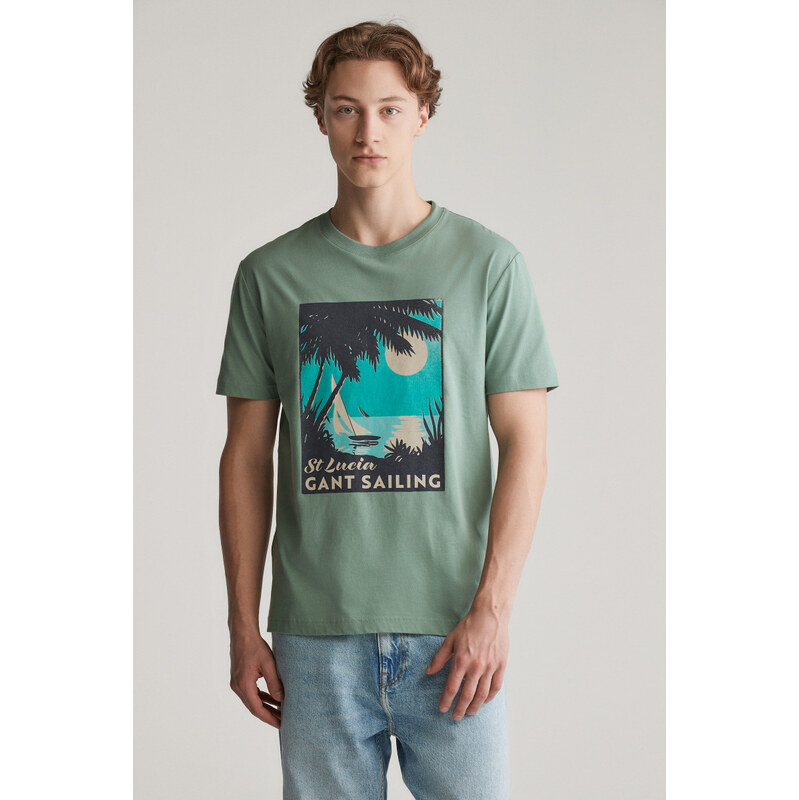 TRIČKO GANT PLACED GRAPHIC TSHIRT KALAMATA GREEN