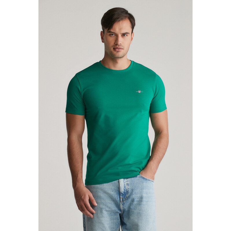 TRIČKO GANT SLIM PIQUE SS T-SHIRT DEEP GREEN