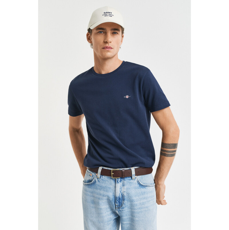 TRIČKO GANT SLIM PIQUE SS T-SHIRT EVENING BLUE