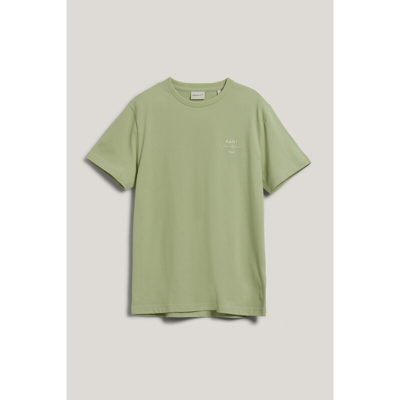 TRIČKO GANT LOGO SCRIPT PIQUE SS TSHIRT MILKY MATCHA