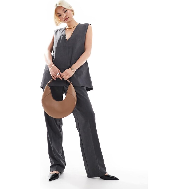 AWARE high waisted tailored trouser co-ord in dark grey 104649823