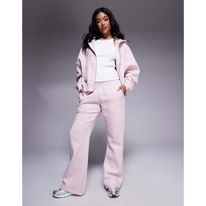 Kaiia cotton blend embroidered logo wide leg jogger co-ord in pink 105002684