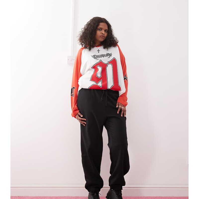 COLLUSION Plus oversized cuffed jogger in black