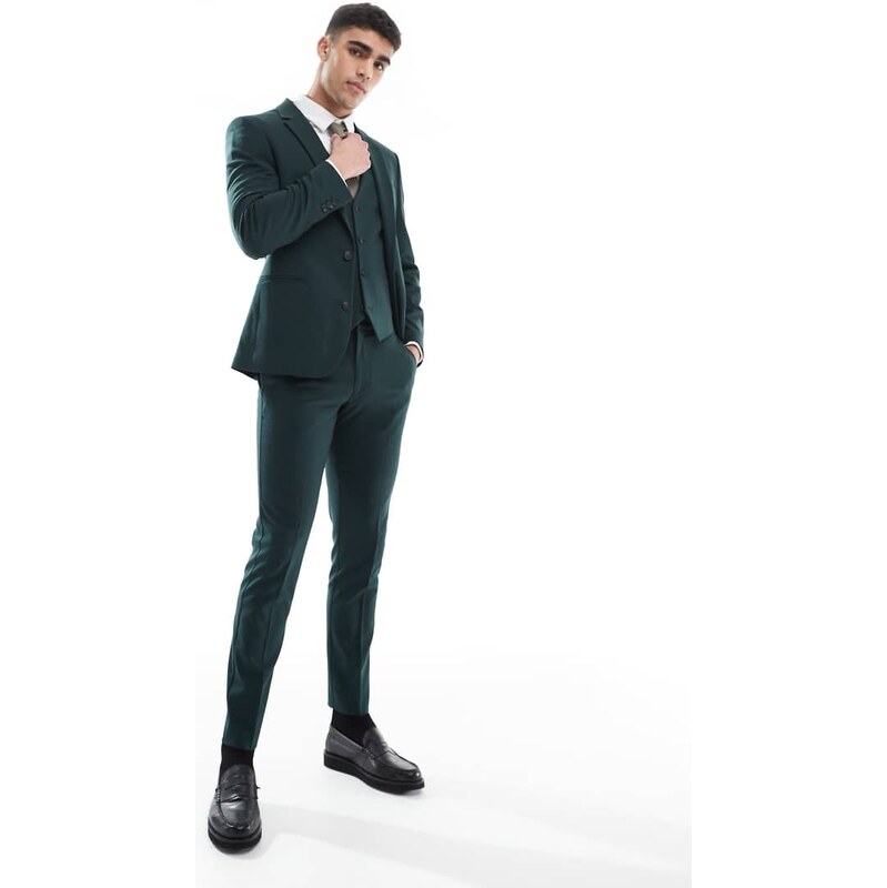 ASOS DESIGN skinny suit trousers in dark green