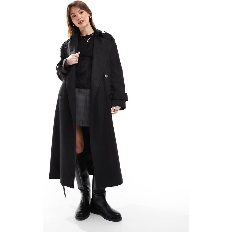 ASOS DESIGN longline trench coat in black 115512686