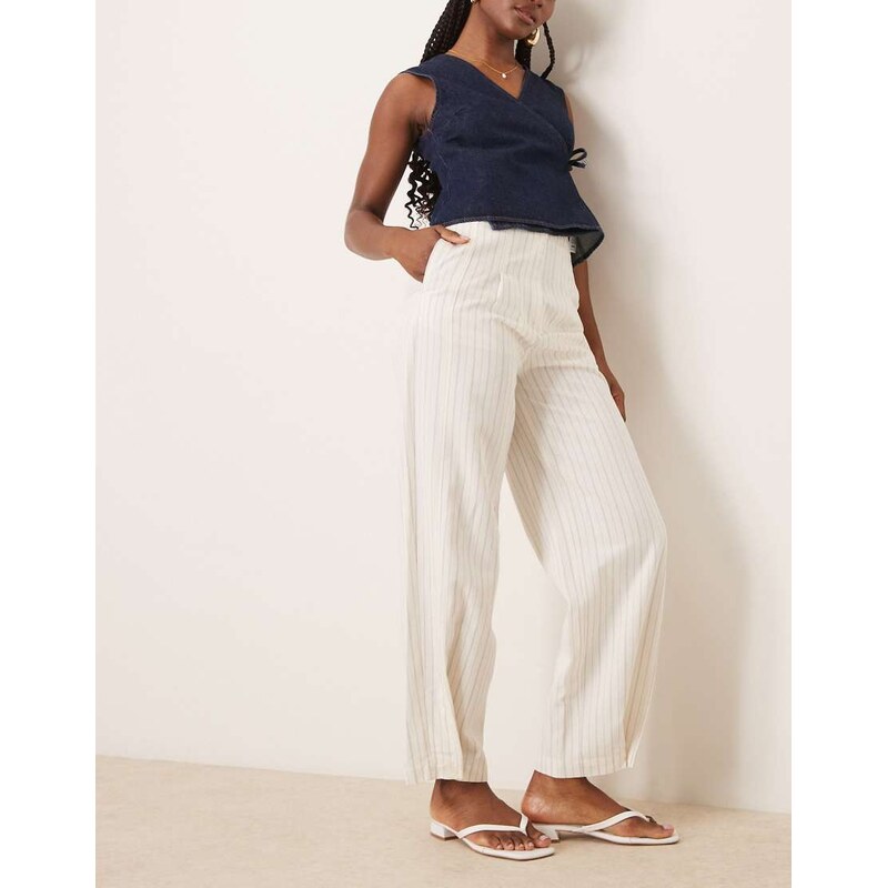 ASOS DESIGN tailored linen trousers with multi way tab hem in ecru 112489324