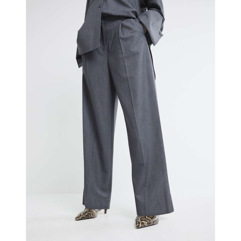 River Island wide leg tailored trouser co-ord in grey 104655653