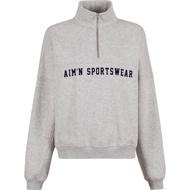 Aimn Sportovní mikina světle šedá / šedý melír / černá