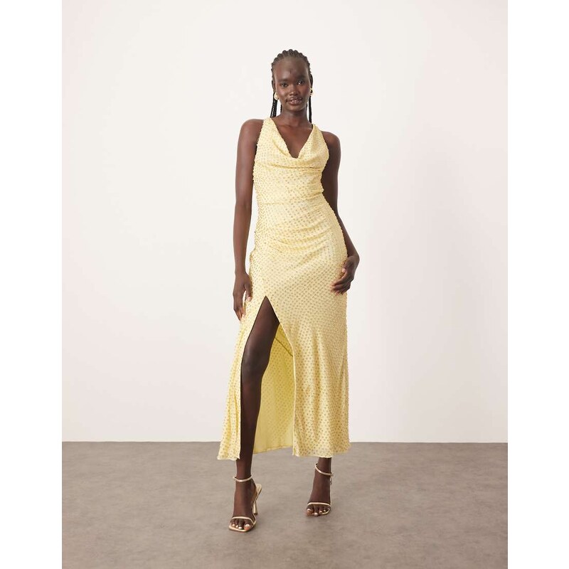 ARRANGE embellished crystal drape maxi dress with twist detail