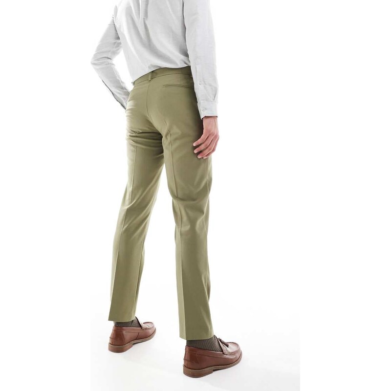 ASOS DESIGN slim suit trousers in olive green