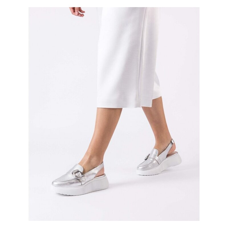 Slingback baleríny s otevřenou patou Wonders A-3624 stříbrná 109372302