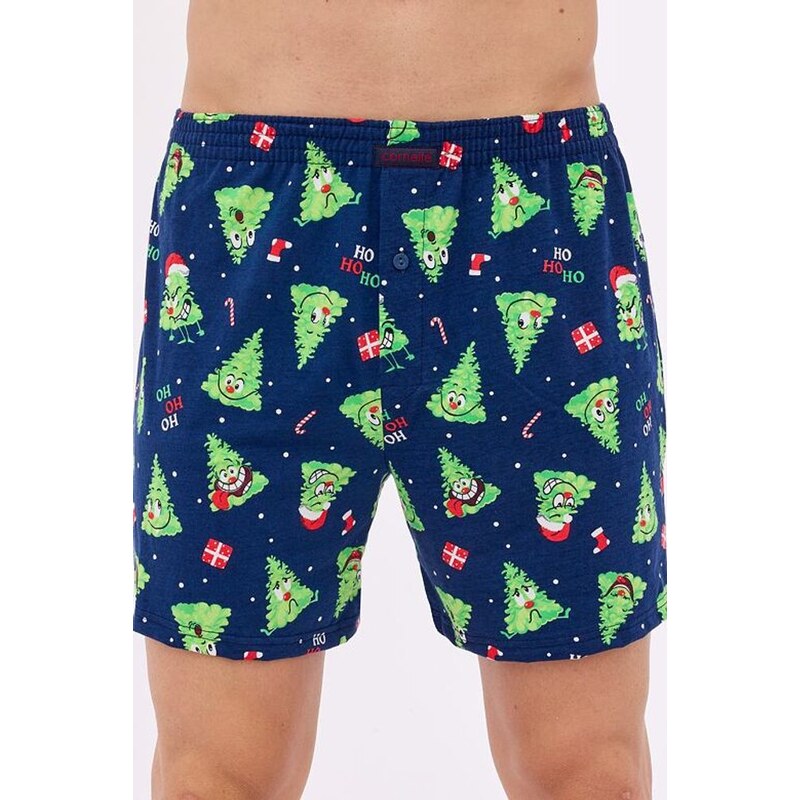 Cornette Vánoční trenýrky se stromečky Comfort 166 modré