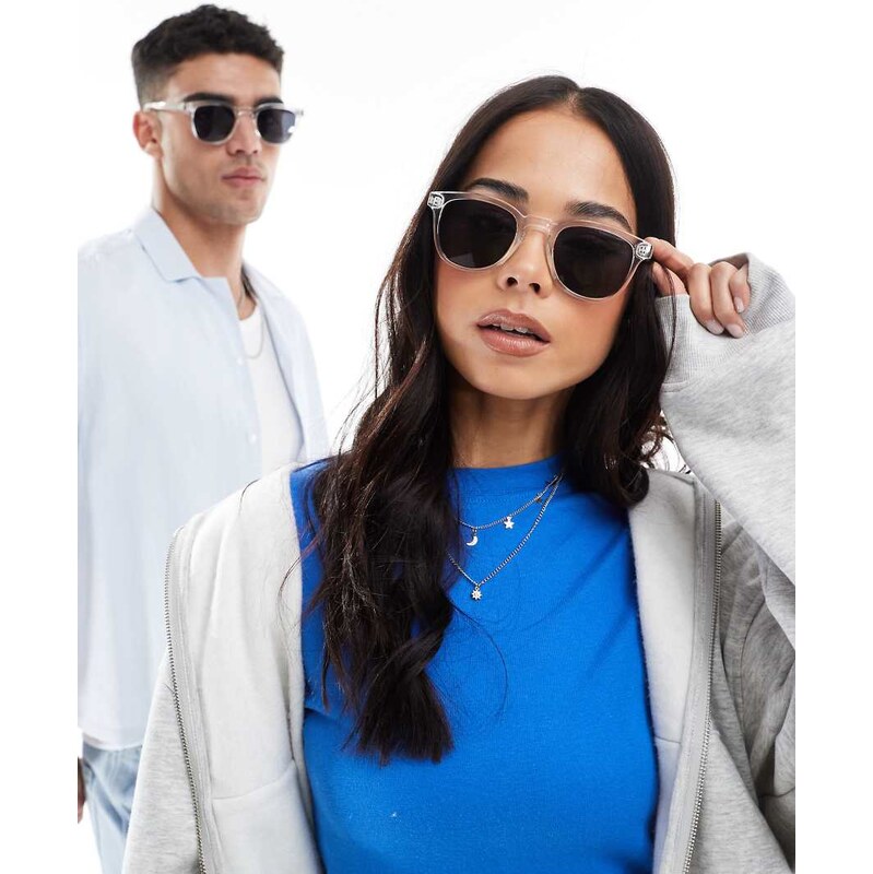 A.Kjaerbede Bate classic round sunglasses in crystal-Clear 105221868