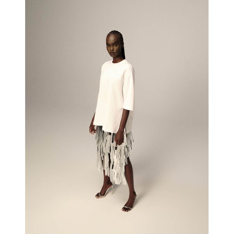 ARRANGE seam detail heavy weight oversized tshirt in white 109475669
