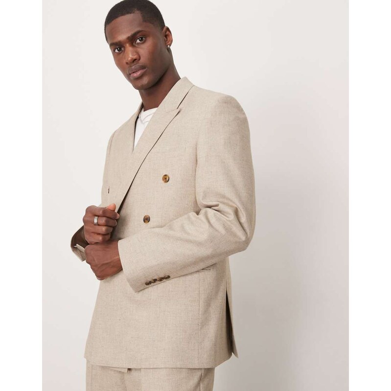 ASOS DESIGN slim suit jacket in stone marl look-Neutral