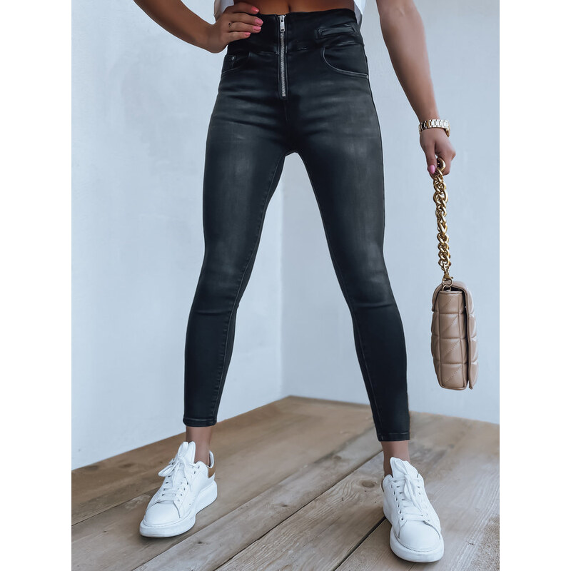 BASIC Černé dámské skinny džíny s vysokým pasem UY1279