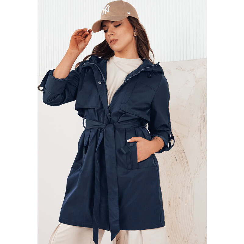 BASIC Tmavě modrá stylová parka s páskem NOLES 90958339