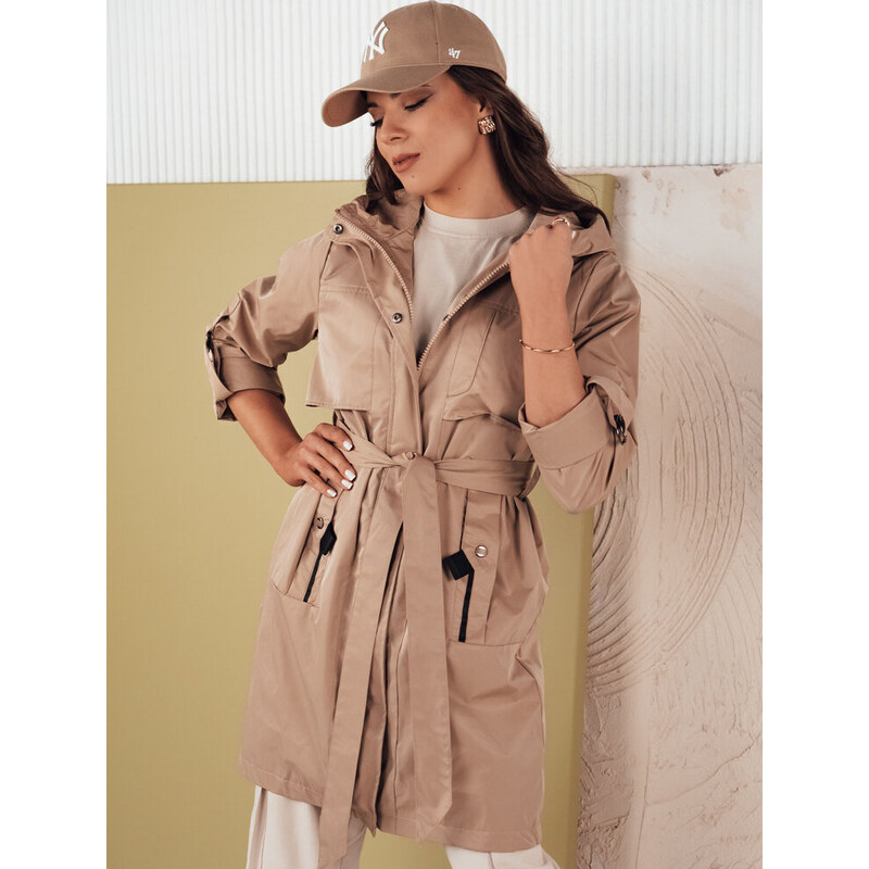 BASIC Béžová stylová parka s páskem NOLES 90958340
