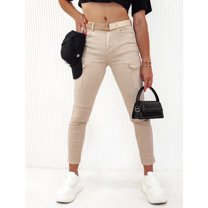 BASIC Béžové dámské kalhoty LOVFASHION Béžová 96553746