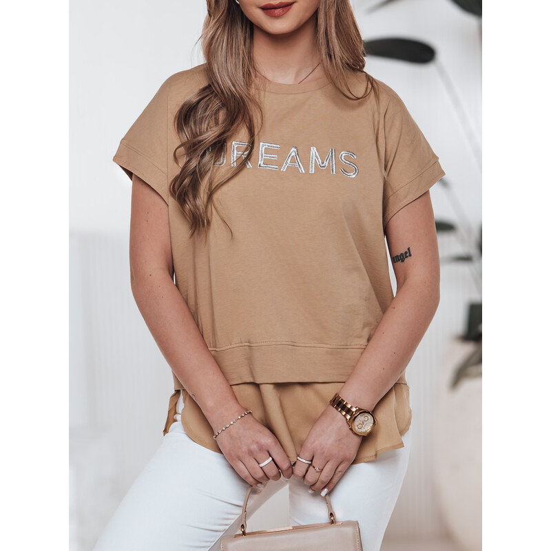 BASIC Camel dámské tričko s podšívkou DREAMY Béžová