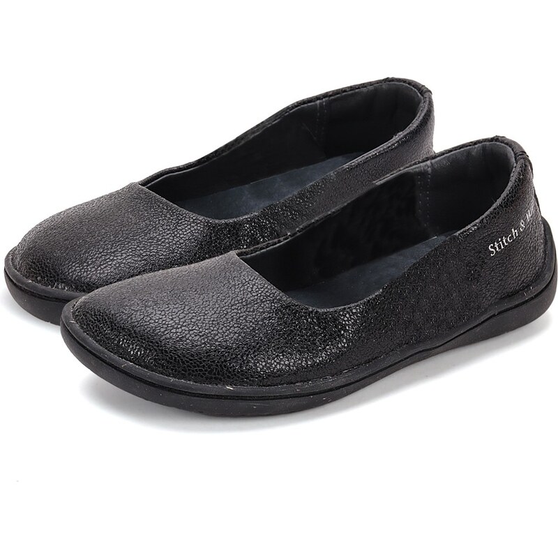 Dámské kožené baleríny H088-51494 Stitch Walk černá 104688385