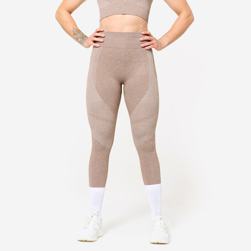 DOMYOS Dámské fitness legíny s vysokým pasem bezešvé 104688773