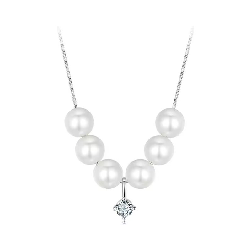 GRACE Silver Jewellery Stříbrný perlový náhrdelník Dariana - 0,1 ct 104691456